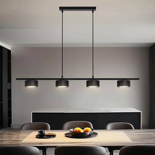 Schiele Pendelleuchte Schwarz, GX53 Moderne Deckenlampe 4 Flammig, Kronleuchter Metall für Halle Esszimmer Wohnzimmer (Ohne Leuchtmittel)