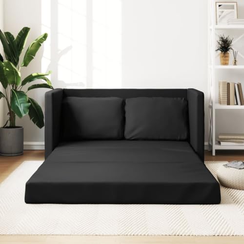 Festnight Bodensofa Klappbar,Sofa Mit Schlaffunktion,Schlafsofa 2 in 1,Bodensofa mit Schlaffunktion,2 Sitzer Sofa Mit Schlaffunktion 112x174x55 cm,Schlafsofa Schwarz 2 Sitzer Samt für Wohnzimmer