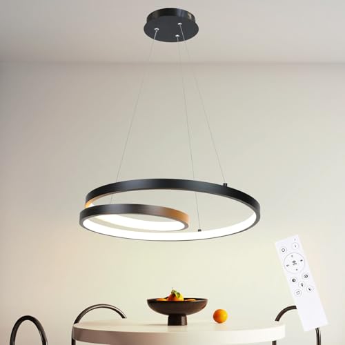 ZMH Pendelleuchte Esstisch Hängelampe LED: 40CM Schwarz Hängend Lampe Dimmbar Hängeleuchte Design Esszimmerlampe Modern Esstischlampe mit Fernbedienung Pendellampe für Wohnzimmer Schlafzimmer Küche