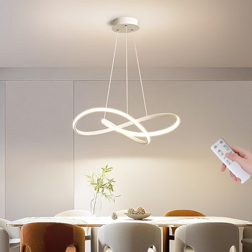 YLFXL 37W Pendelleuchte Esstisch, Küchenlampe Hängend Dimmbar mit Fernbedienung, LED Kronleuchter Höhenverstellbarer, Moderne Hängelampe Led Esszimmerlampe für Esszimmer Wohnzimmer Küche