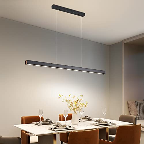 Mikeru 100CM Pendelleuchte Esstisch, Modern Linear Dining Pendelleuchte LED mit 10%-100% Dimmbare Esszimmerleuchten Decke 3000K/4500K/6500K 3 Farben für Esszimmer, Wohnzimmer