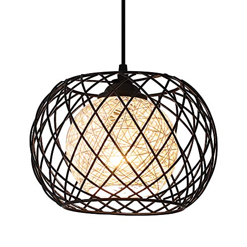 WOWEWA LED Retro Vintage Industrie Hängelampe Moderne Pendelleuchte Schwarz Metall Deckenleuchte E27, wohnzimmer für Innen,Restaurant,Cafe,Bar,Küche,Kinderzimmer