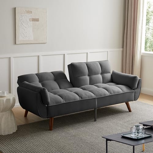 Verstellbares Sofa mit Liege- und Sitzfunktion, Schlafsofa Länge inklusive Armlehnen 190cm, 100 cm breit, Grau, Belastbar bis 270 kg