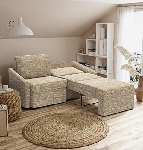 DOMO. collection Sofa Relax, 2-Sitzer Dauerschläfer, Boxspring Couch mit Schlaffunktion, Schlafsessel, Gästebett, Schlafsofa 168 x 96 x 86 cm (BxTxH), beige-braun