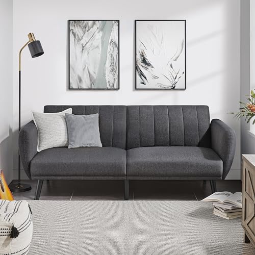 Yaheetech 3-Sitzer Sofa 3-in-1 Schlafsofa Couch, mit Schlaffunktion, Polstersofa Ecksofa Stoffsofa Loungesofa, Dunkelgrau, 207 × 87 × 83 cm, in 2 Pakete