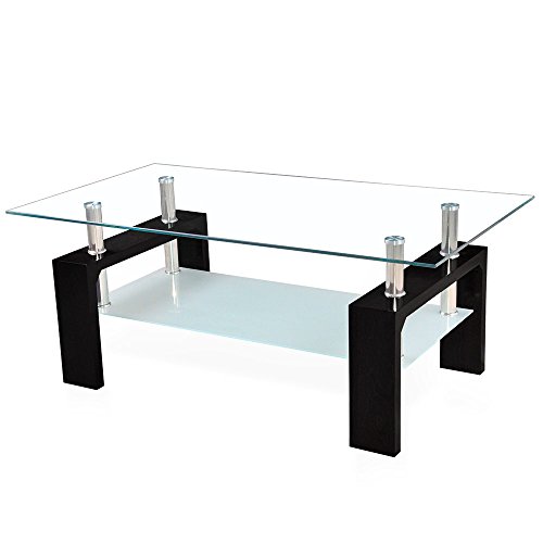 Corium Couchtisch Wohnzimmertisch 100 x 50 x 45 cm Glassplatte Tisch Glastisch Beistelltisch