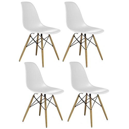 CrazyGadget – Inspired by Charles & Ray Eames DSW Eiffel Esszimmer Holz Retro Design für Büro Stuhl – weiß