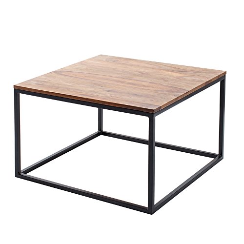 Riess Ambiente Design Couchtisch Elements 70cm Sheesham Massivholz Eisen schwarz Sofatisch Holztisch Tisch